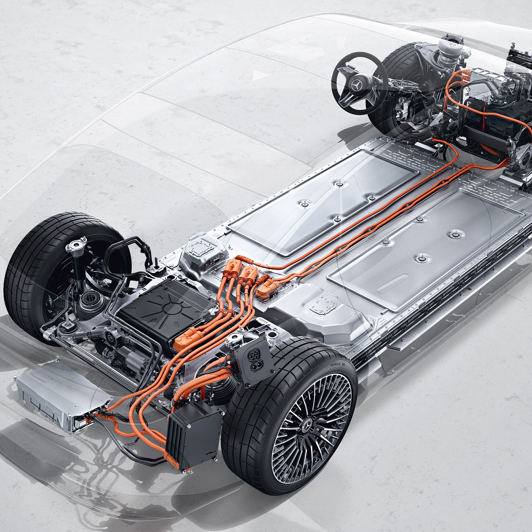 visual de la configuración de un vehículo eléctrico por dentro