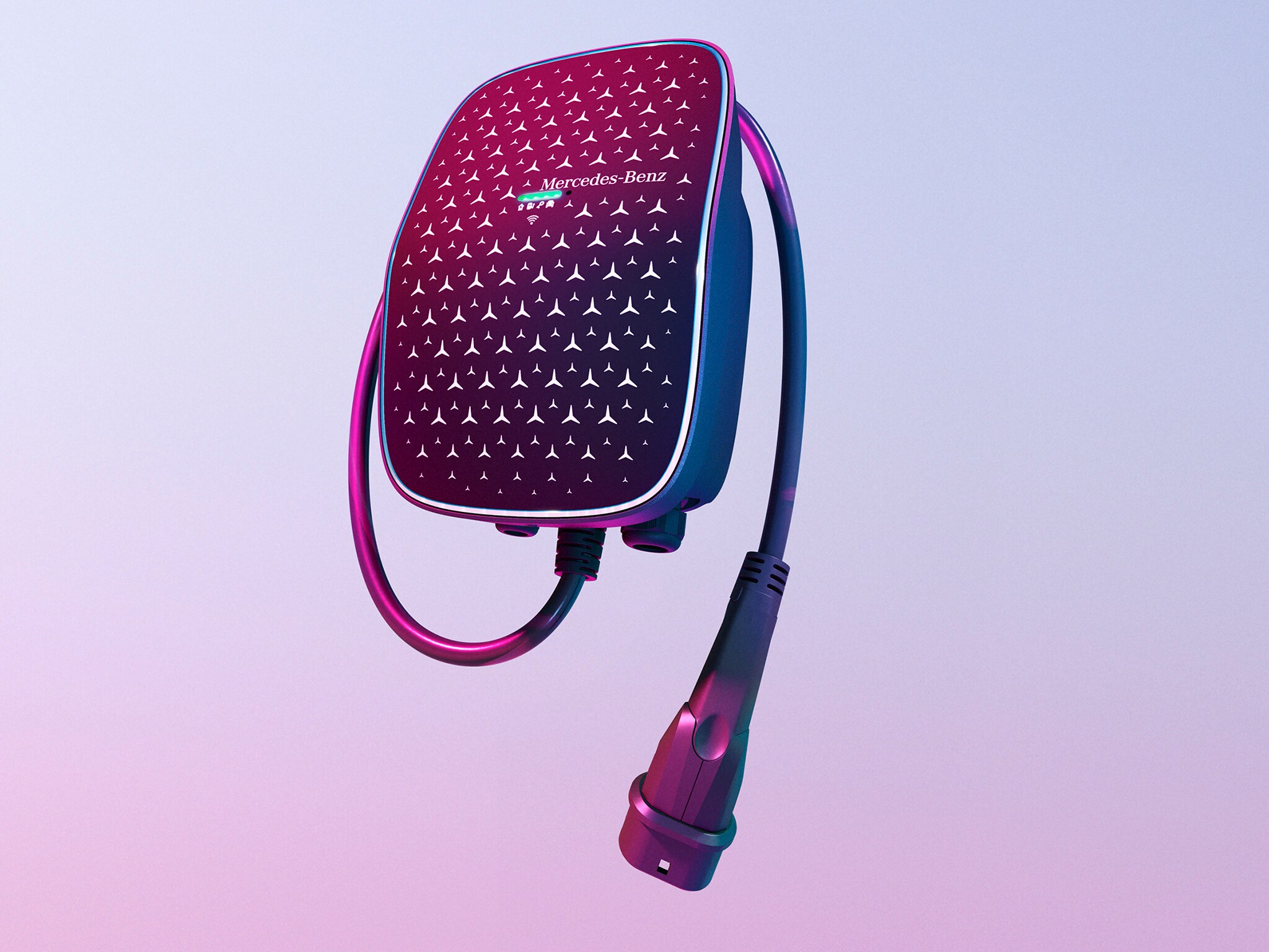 Una Mercedes-Benz Wallbox de diseño EQ con iluminación rosa