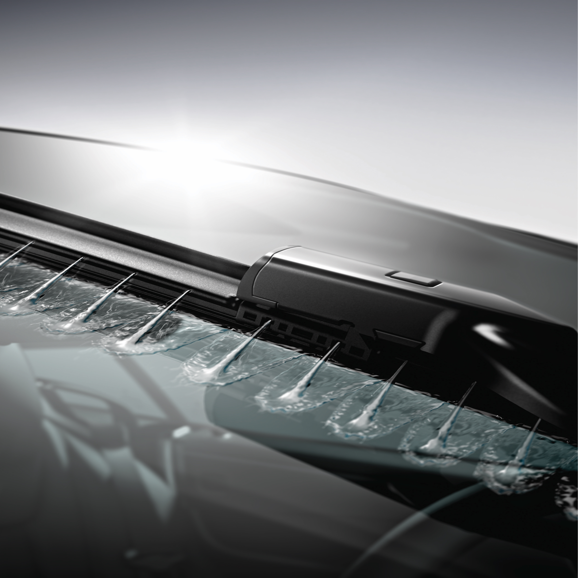 El líquido limpiaparabrisas se pulveriza sobre el cristal El líquido limpiaparabrisas se pulveriza sobre el cristal