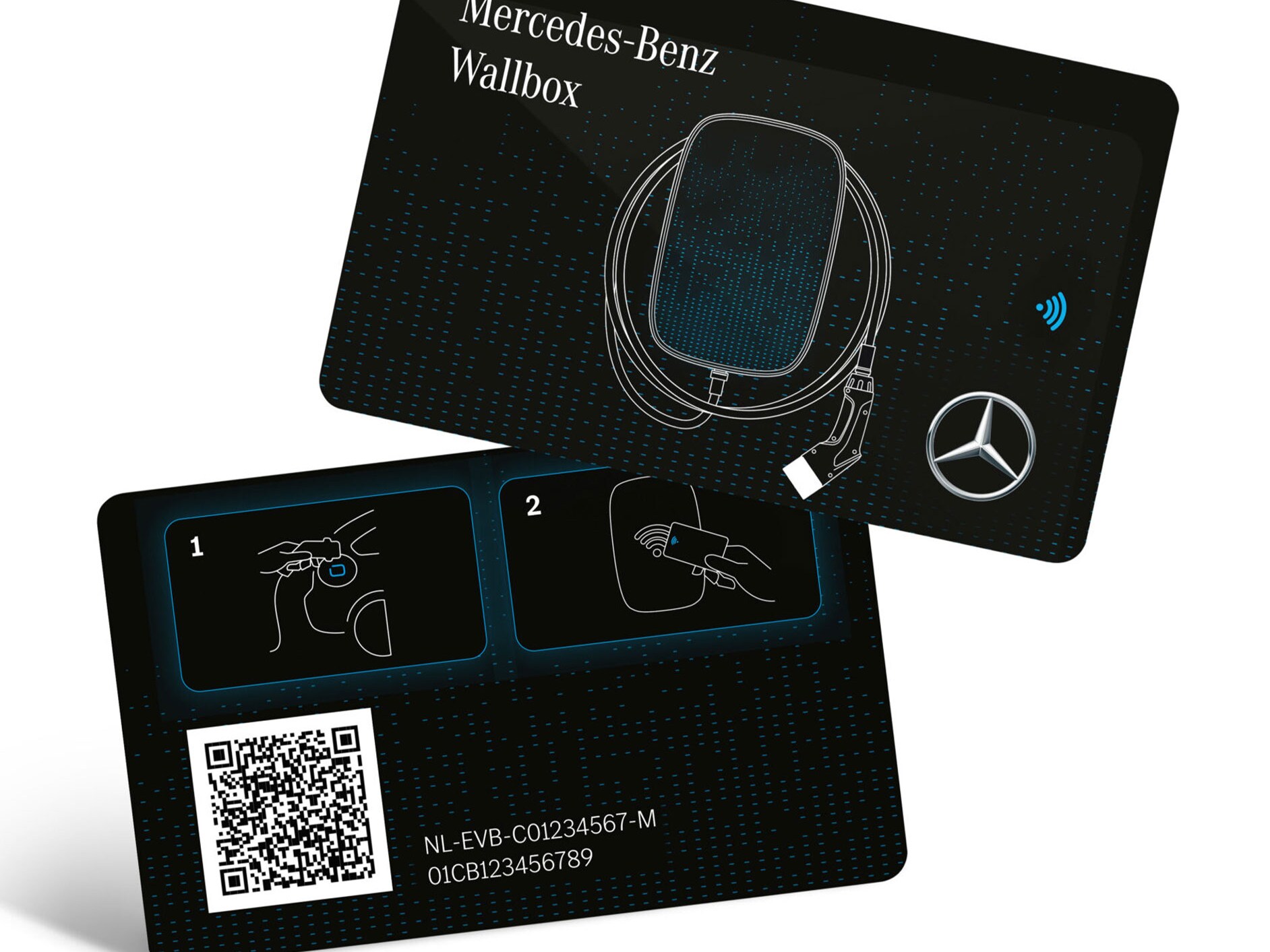 La tarjeta RFID de Mercedes-Benz en su embalaje correspondiente.