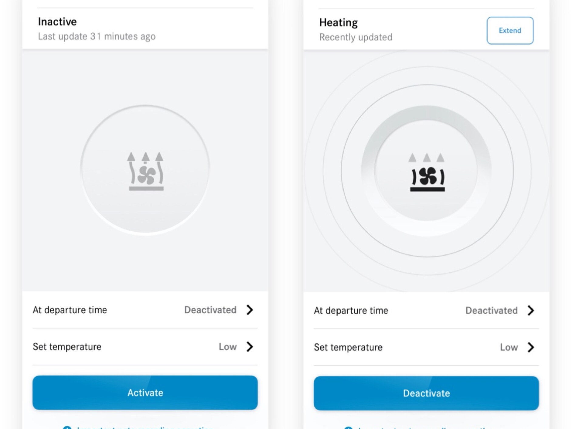 En un smartphone se ajusta el sistema de climatización con el extra digital Calefacción/ventilación independiente.