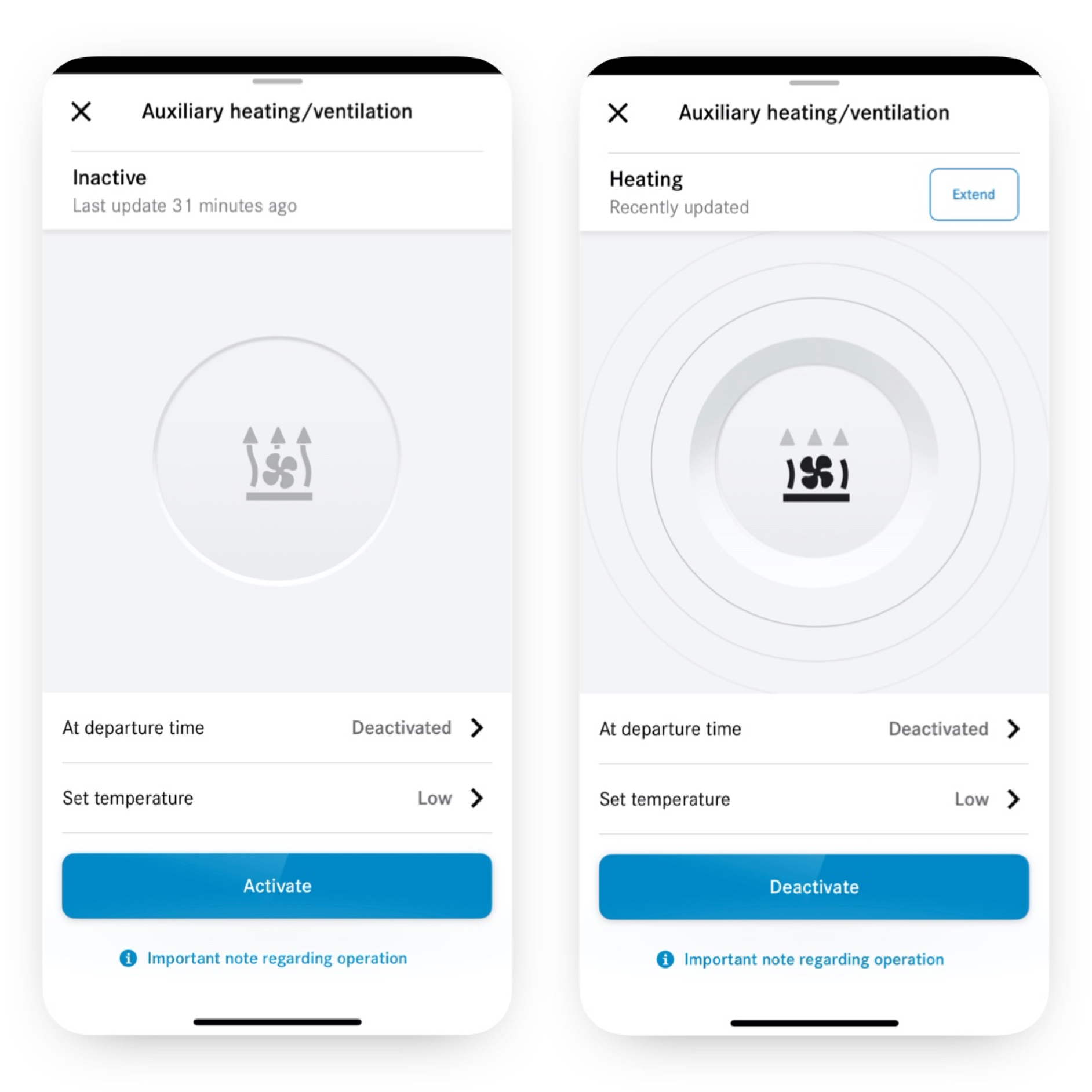 Calefacción/ventilación independiente | Paquete Excellence | Mercedes-Benz En un smartphone se ajusta el sistema de climatización con el extra digital Calefacción/ventilación independiente.