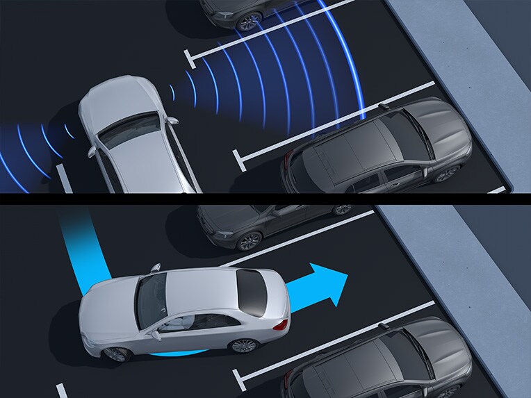El funcionamiento de la ayuda activa para aparcar con PARKTRONIC de Mercedes-Benz.