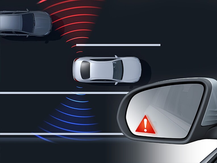El símbolo del control de ángulo muerto en el retrovisor exterior.