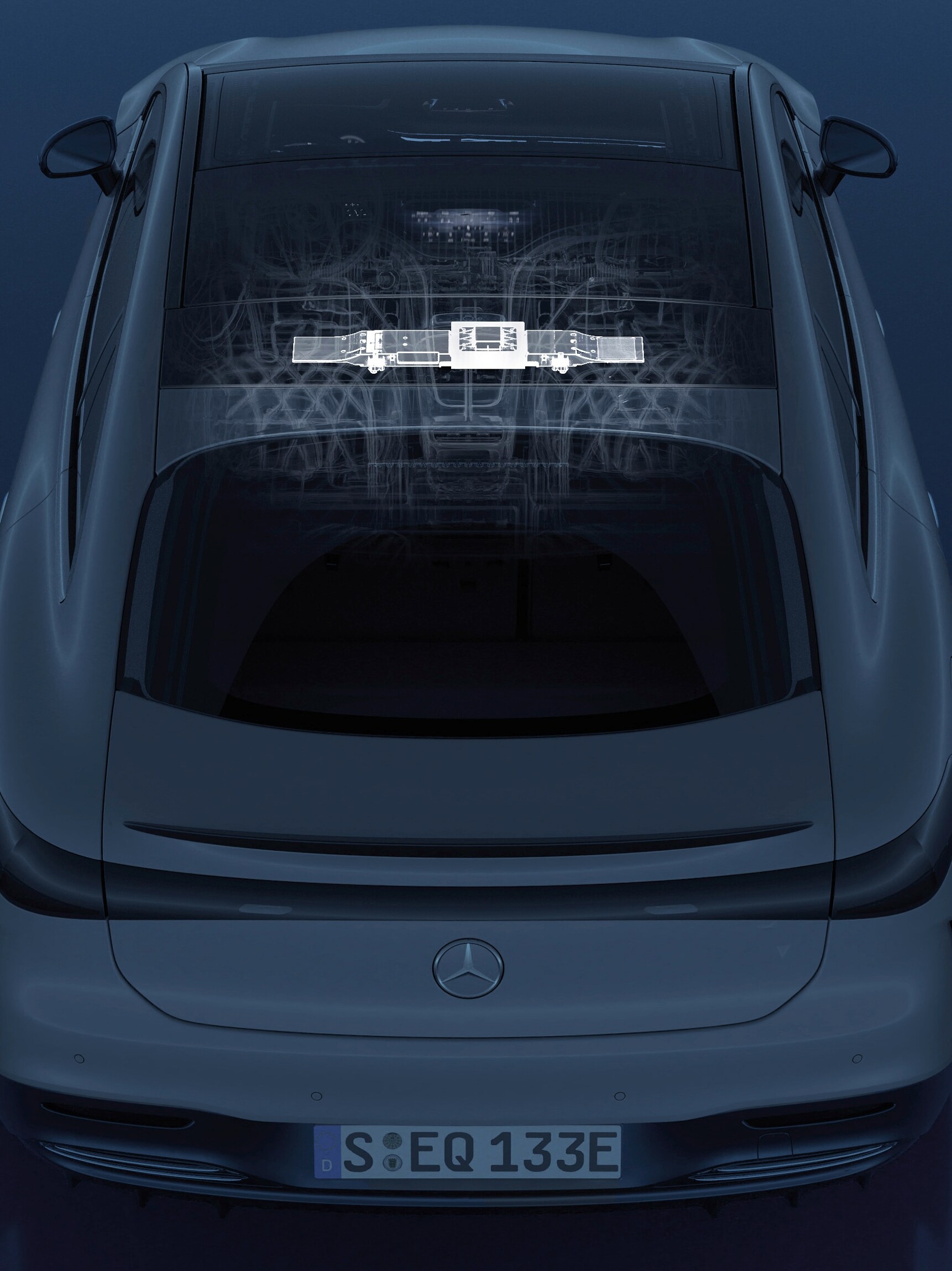 Vista superior de la Clase S, con el sistema de posicionamiento mostrado esquemáticamente