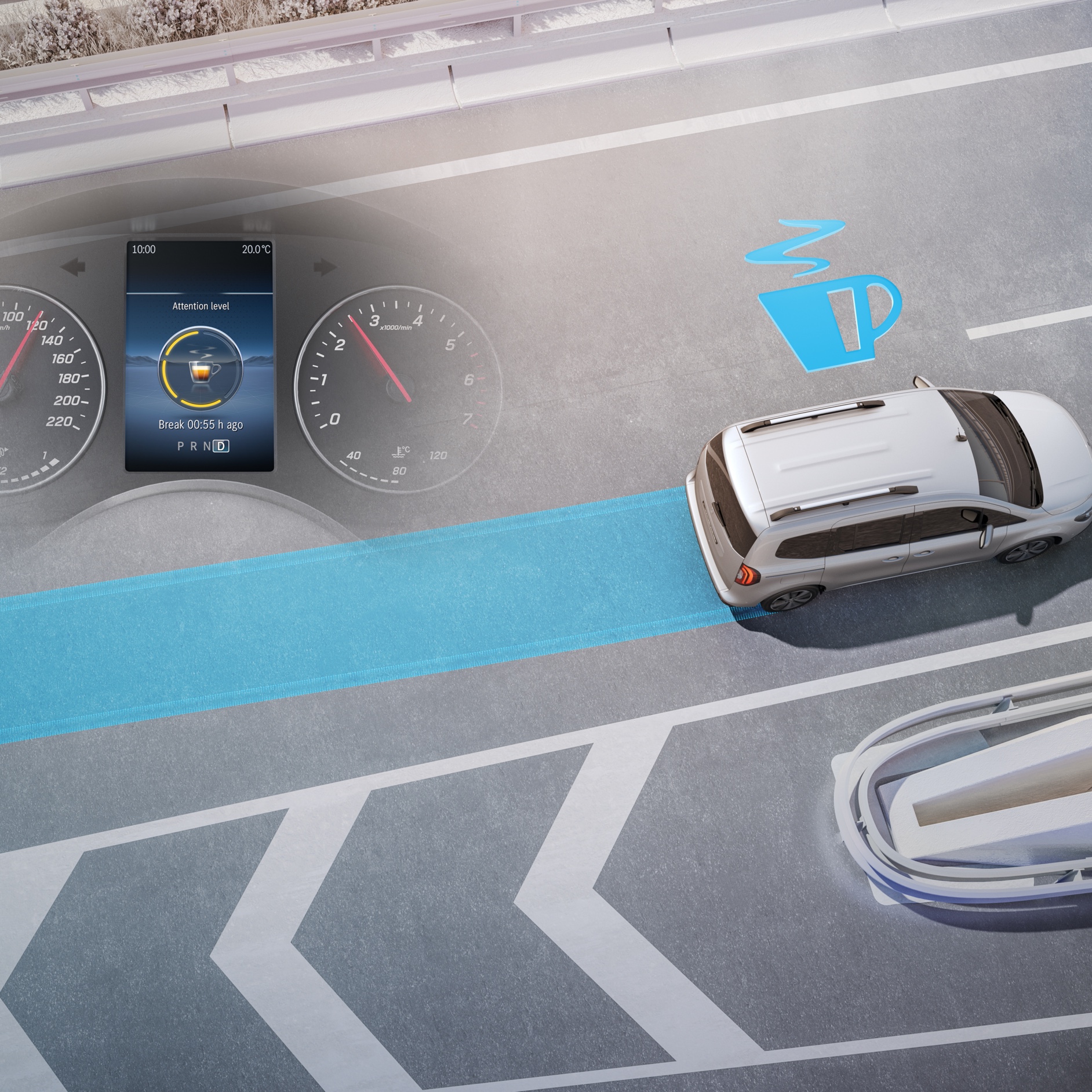 ATTENTION ASSIST | Citan Furgón | Mercedes-Benz El sistema ATTENTION ASSIST en la Mercedes-Benz Citan Furgón.