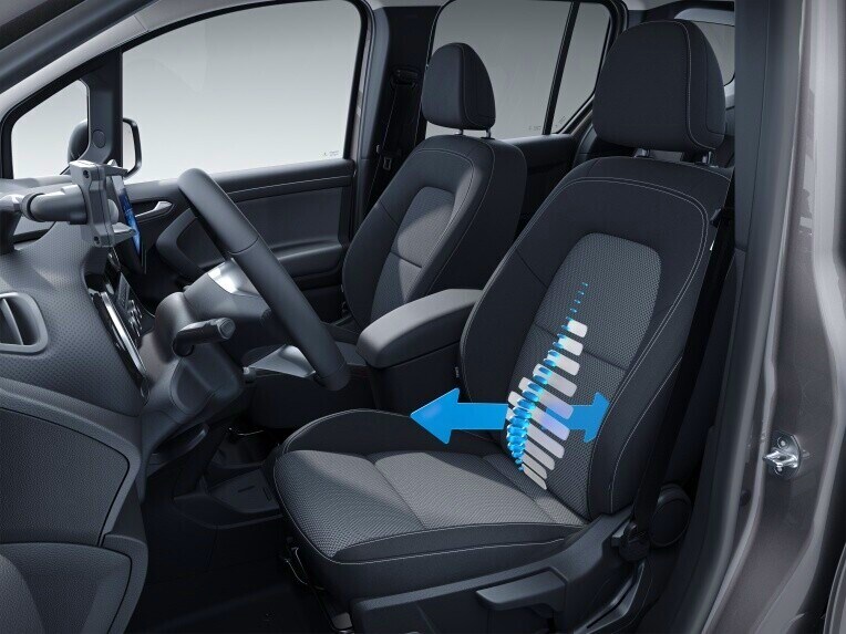El asiento del conductor regulable en altura y con apoyo lumbar de la Mercedes-Benz Citan Furgón.