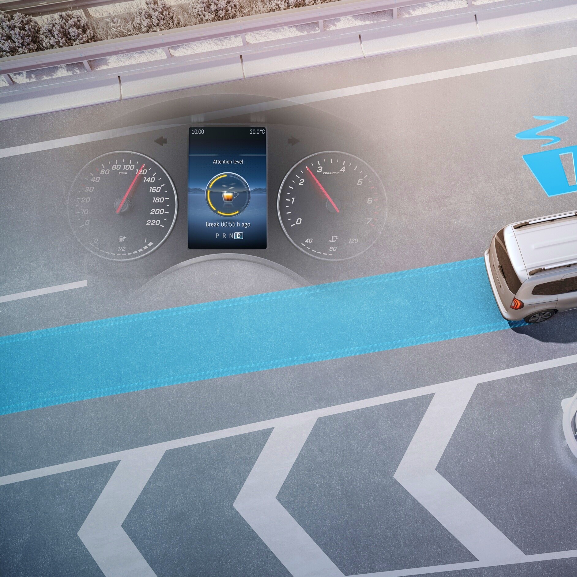 ATTENTION ASSIST | eCitan Furgón | Mercedes-Benz El sistema ATTENTION ASSIST en la Mercedes-Benz eCitan Furgón.