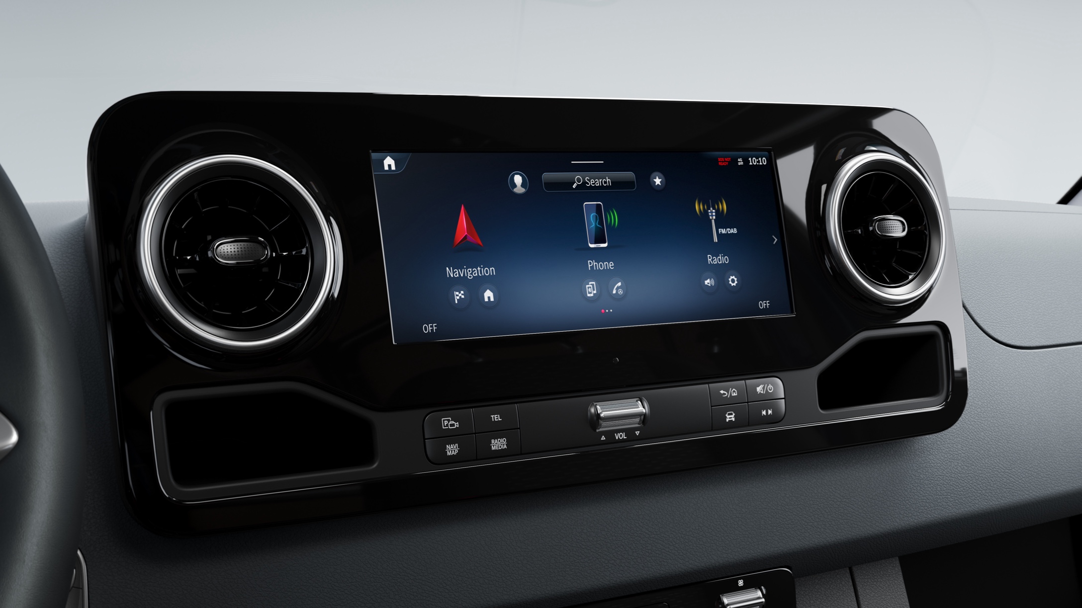 Características del vehículo | Sprinter | Mercedes-Benz El sistema multimedia MBUX para la Sprinter de Mercedes-Benz.