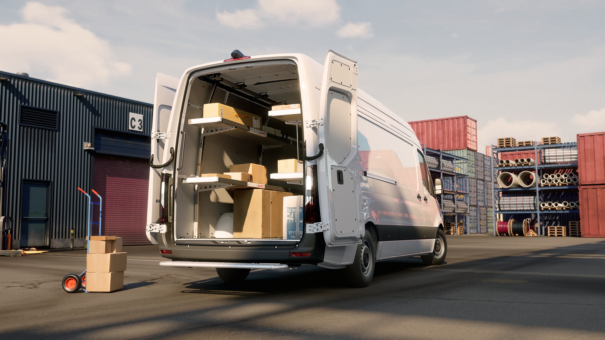 Sprinter Furgón | Todos los modelos Sprinter | Mercedes-Benz Vans Mercedes‑Benz Sprinter con sistema de estanterías y de carga organizados