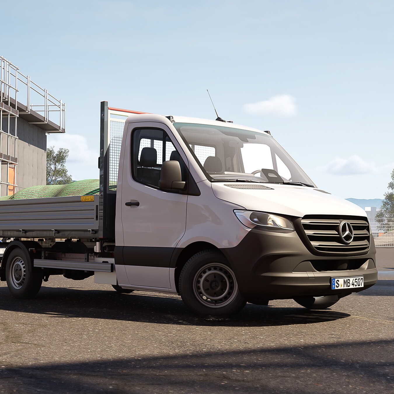La Sprinter con caja abierta para la obra