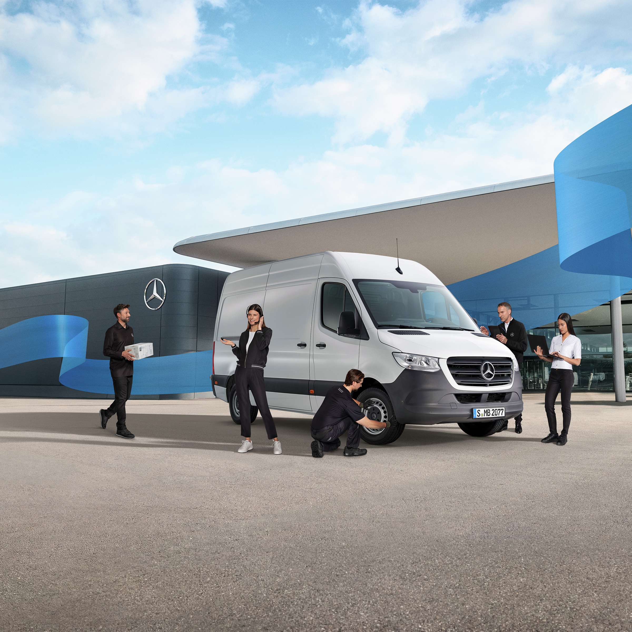 Precios bajos | Modelos eléctricos | Mercedes-Benz Servicio y asistencia para la Sprinter de Mercedes-Benz en un entorno de vehículos comerciales modernos