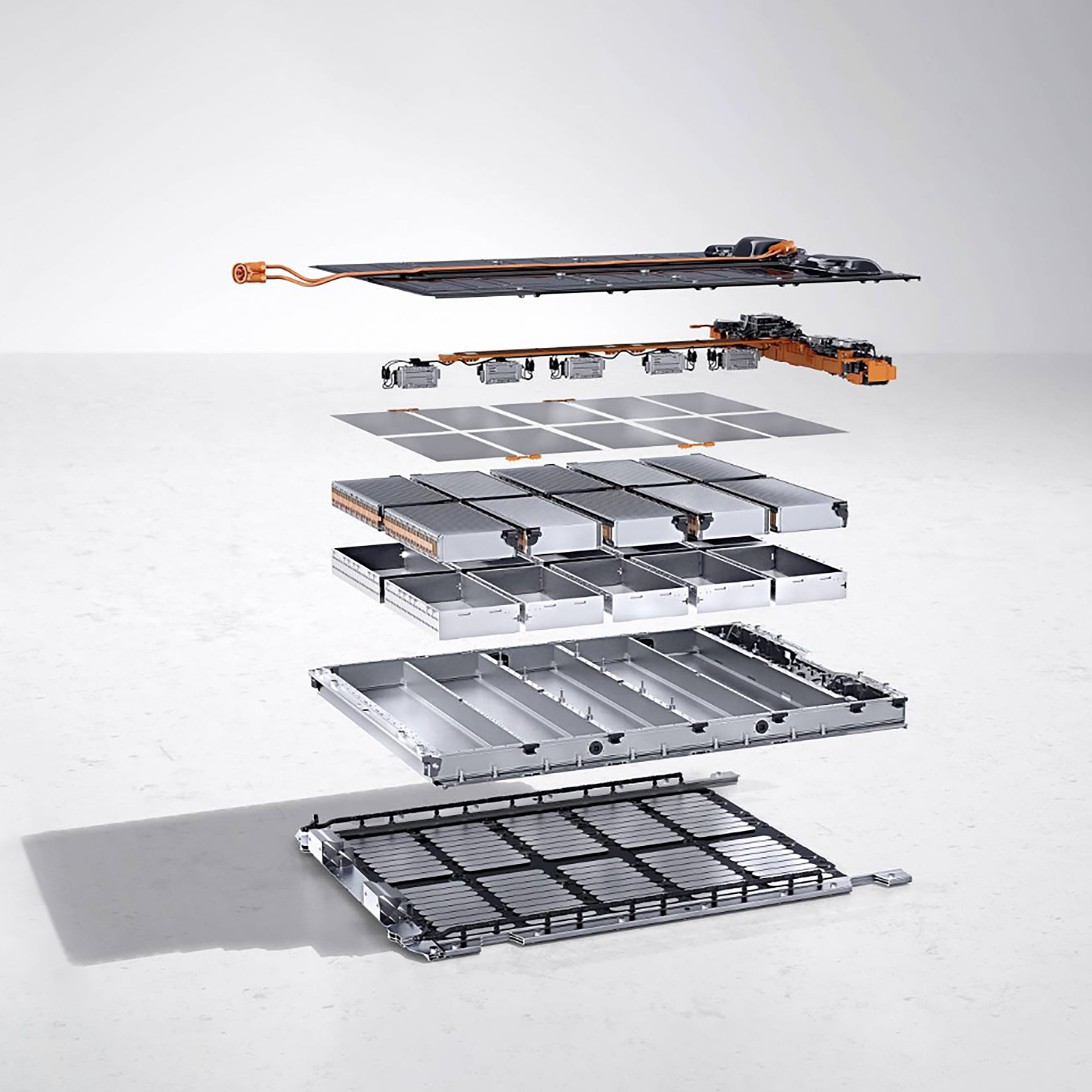 Mercedes-Benz | Servicio para vehículos eléctricos | Certificado de batería Ilustración de una pila en capas para simbolizar el servicio eléctrico.