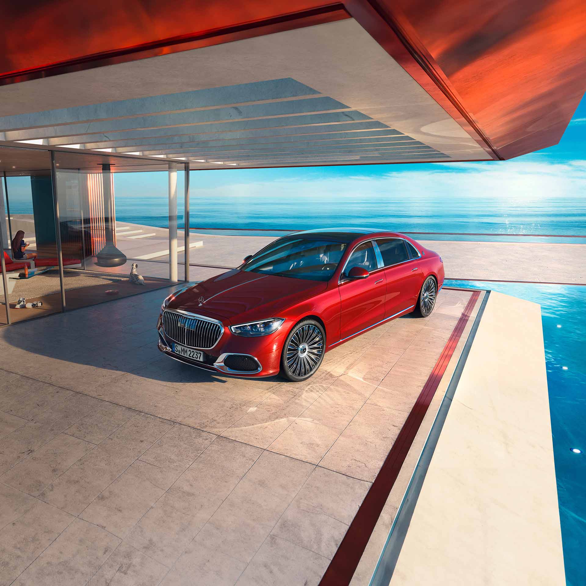 Lujoso Clase S de Mercedes-Maybach en color rojo