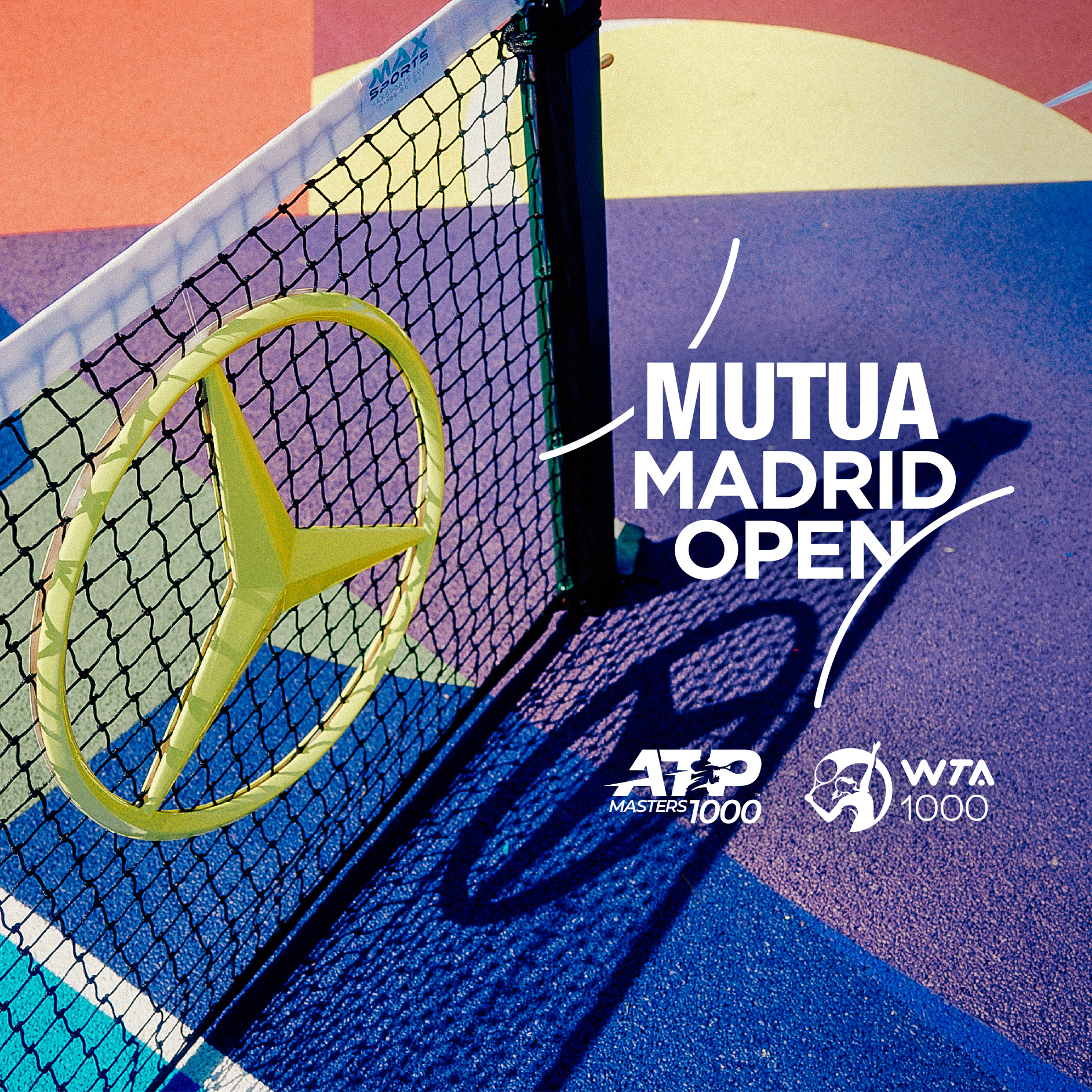 Mutua Madrid Open | Mercedes - Benz Visual red de tenis con estrella de Mercedes-Benz y el logo de la Mutua Madrid Open