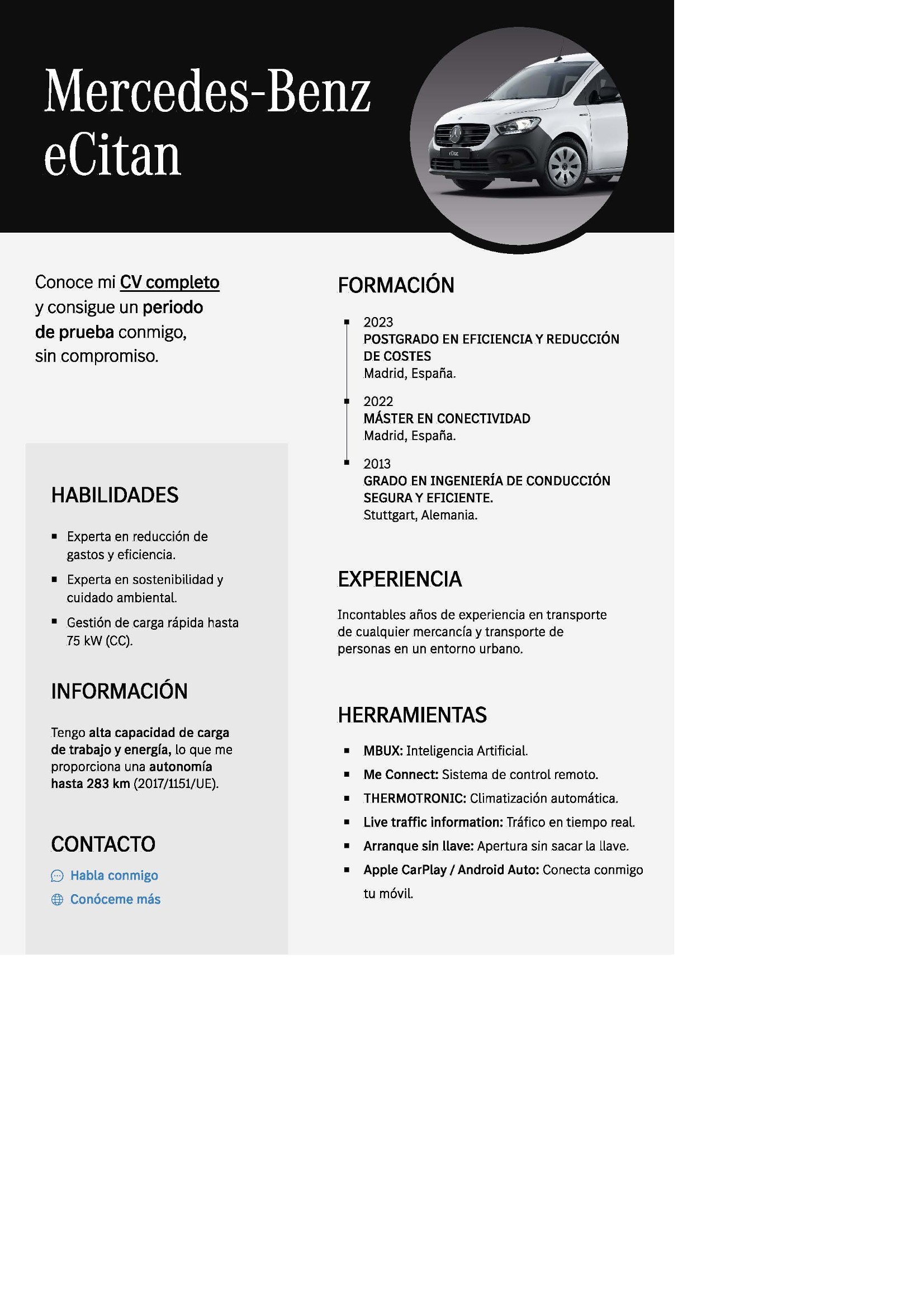 Mi CV | eCitan | Mercedes-Benz CV de eCitan